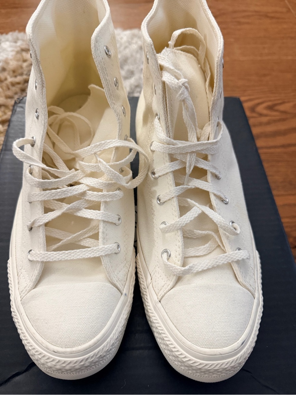 Classic High-Top Canvas Sneakers in Cream - Women